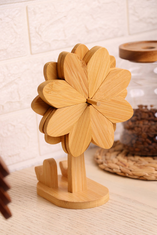 مجموعة قواعد خشبية " زهرة"