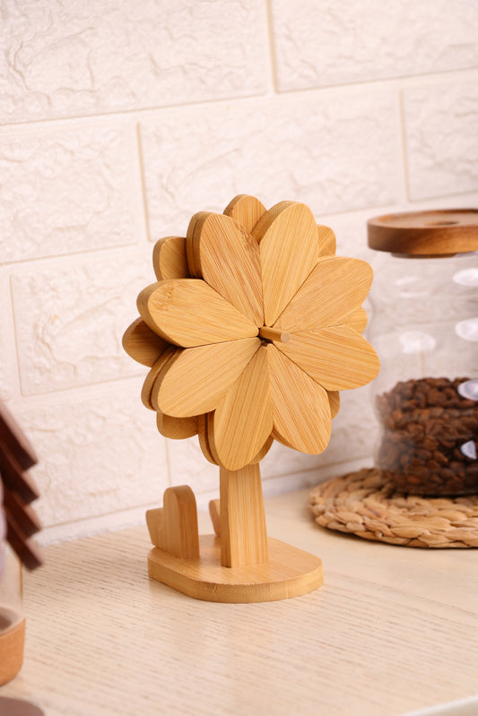 مجموعة قواعد خشبية " زهرة"